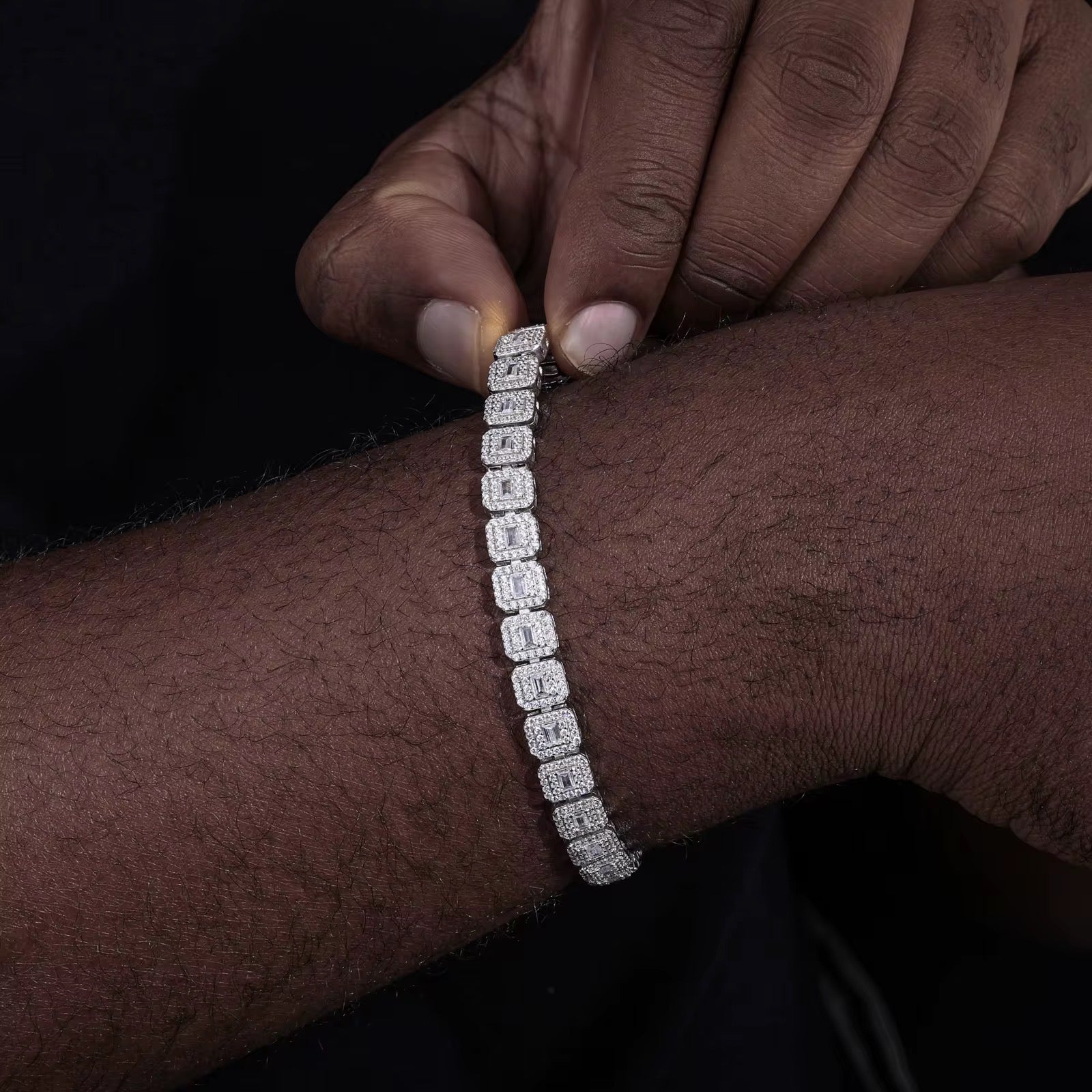 Bracelet "Stellar Ice" en moissanite - 7.5mm (or blanc)