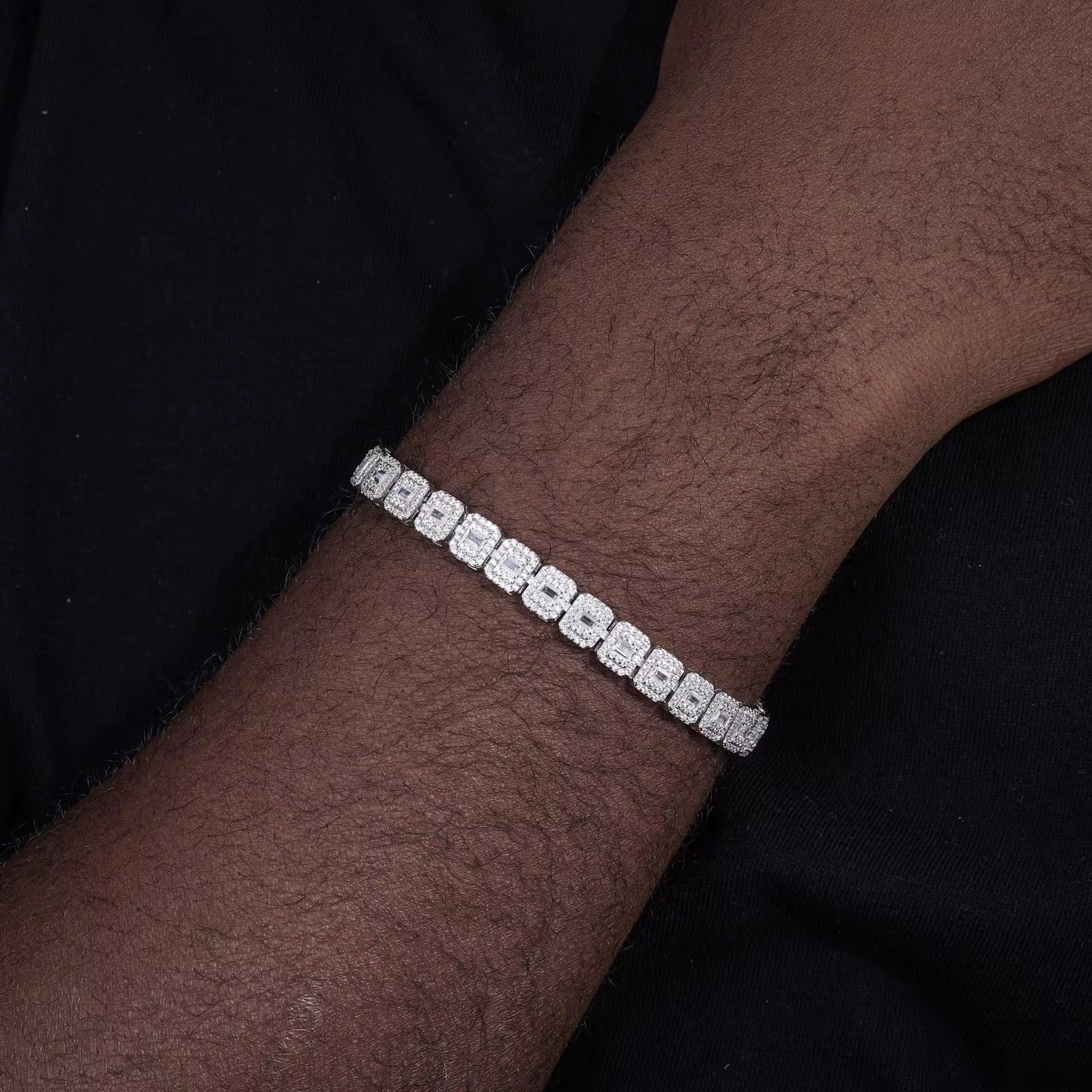 Bracelet "Stellar Ice" en moissanite - 7.5mm (or blanc)