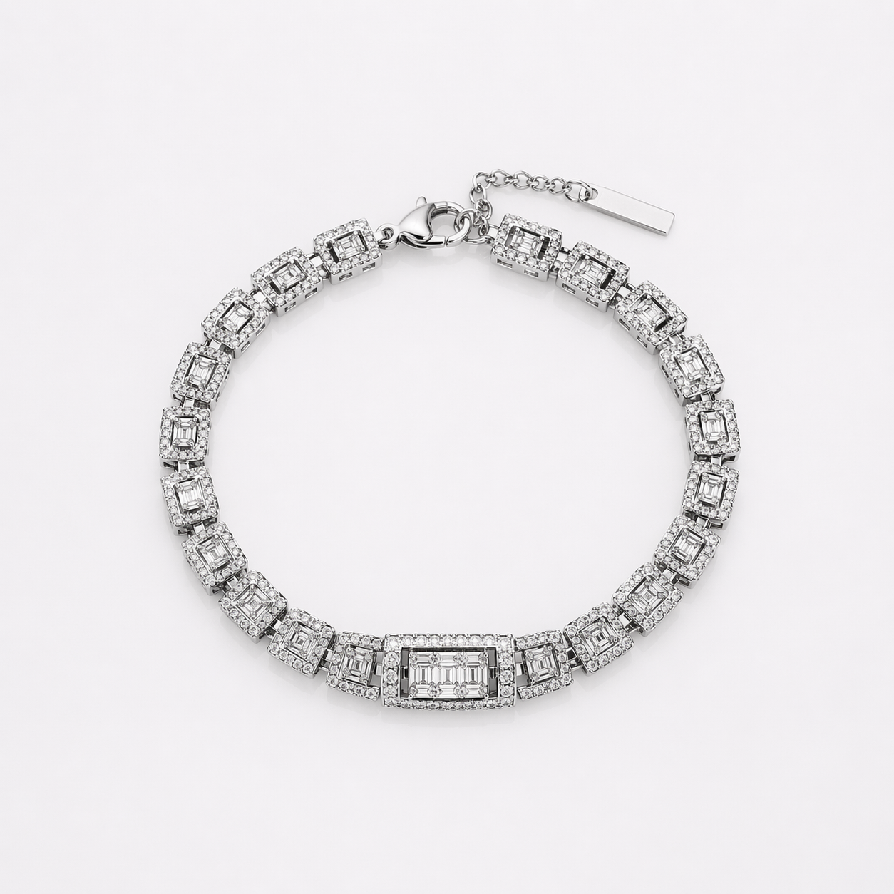 “Stellar Ice” moissanite bracelet – 7.5mm (white gold)