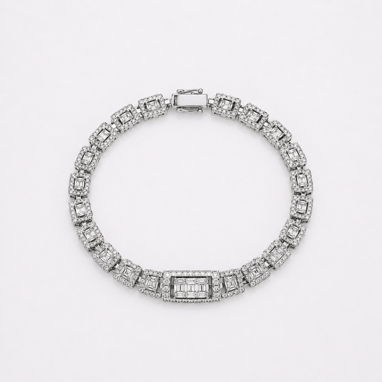 “Stellar Ice” moissanite bracelet – 7.5mm (white gold)