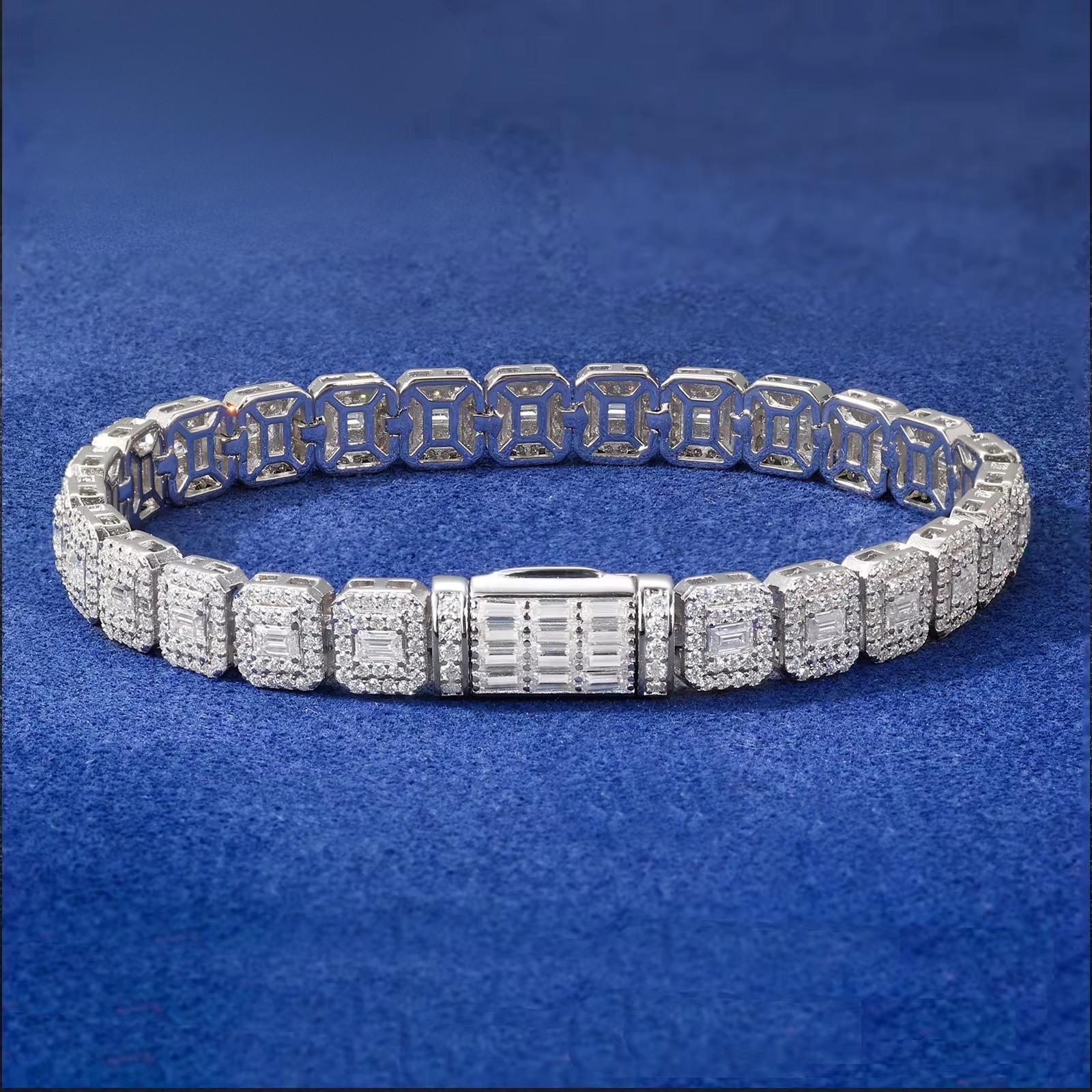 Bracelet "Stellar Ice" en moissanite - 7.5mm (or blanc)