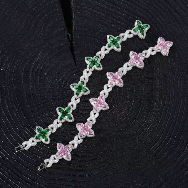 MOISSANITE BRACELET FERMOIR 4 FEUILLES