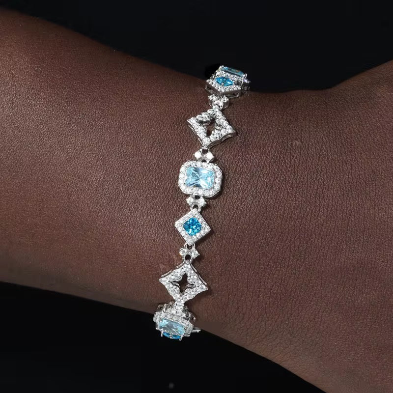 MOISSANITE BRACELET STERLING 14MM