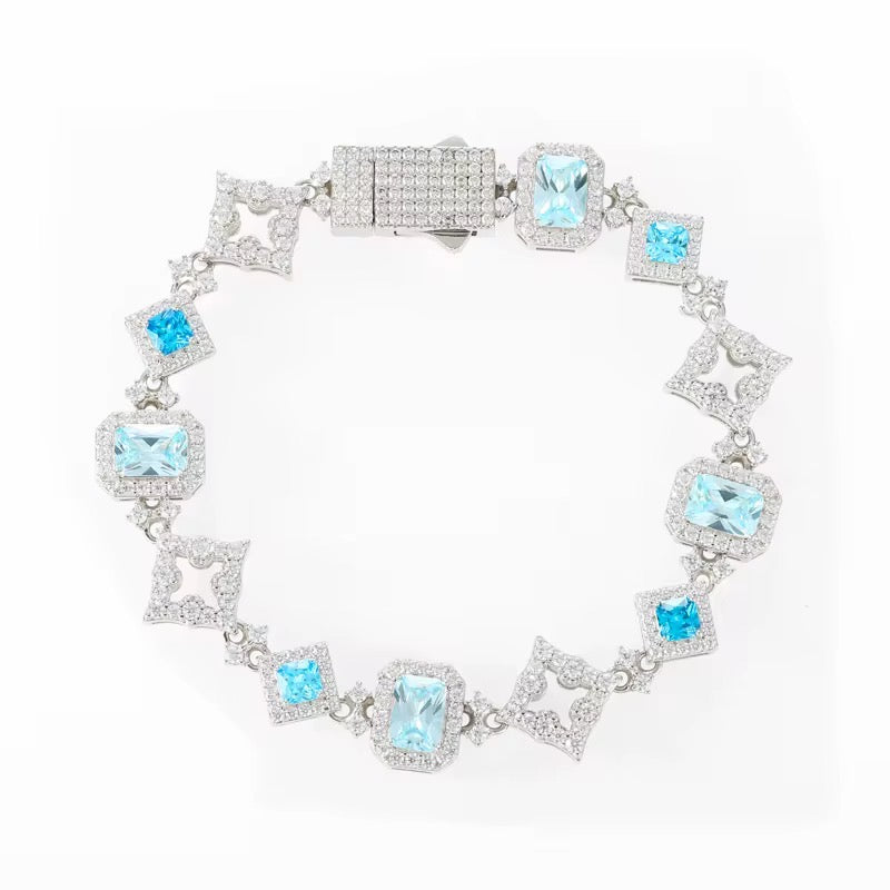 MOISSANITE BRACELET STERLING 14MM