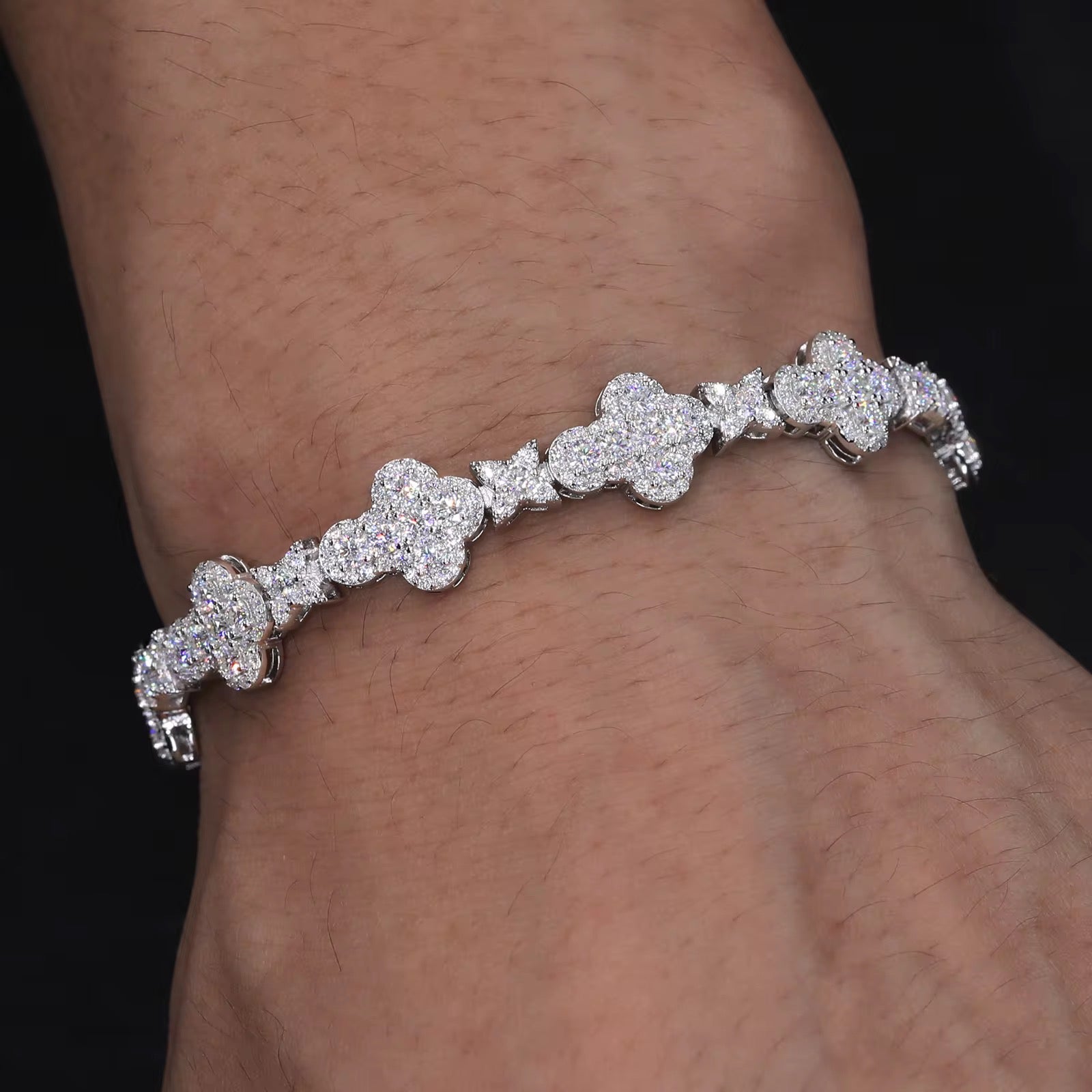 MOISSANITE BRACELET STARS 10MM OR BLANC