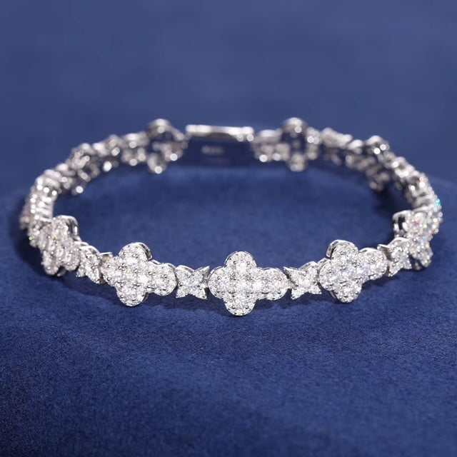 MOISSANITE BRACELET STARS 10MM OR BLANC