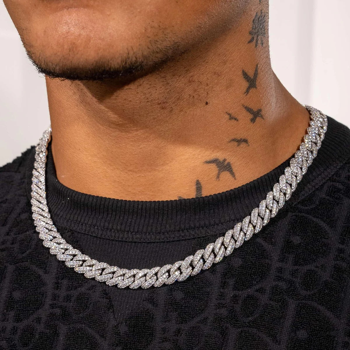 CHAINE ICED CUBAN - PLAQUE ARGENT