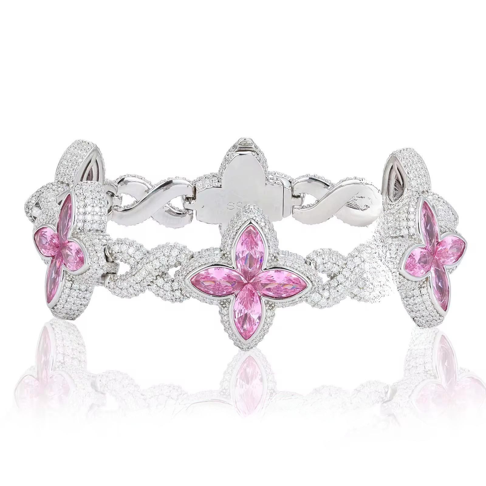 MOISSANITE BRACELET FERMOIR 4 FEUILLES