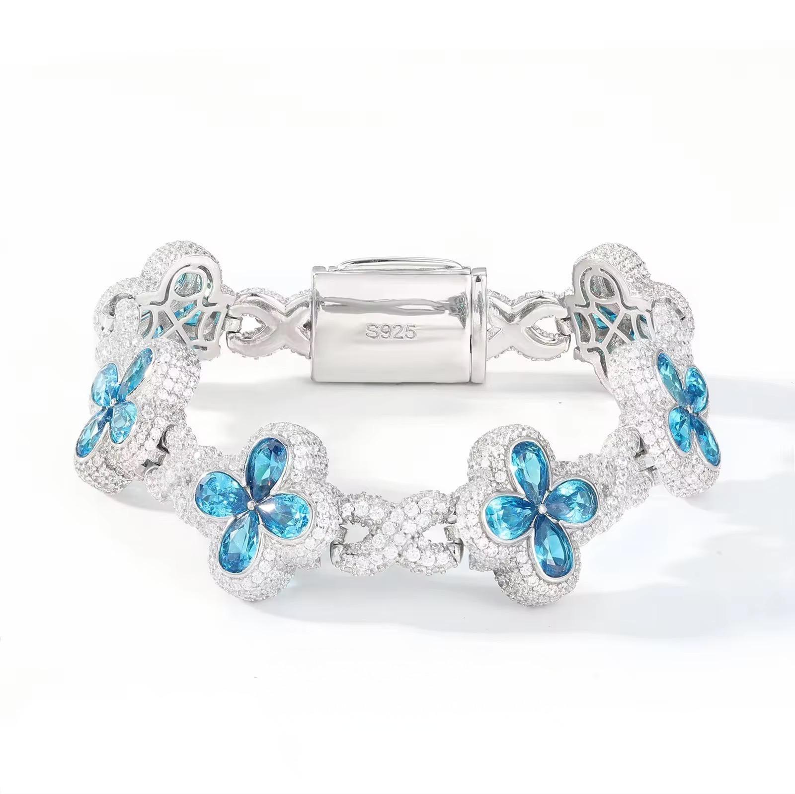 MOISSANITE BRACELET FERMOIR 4 FEUILLES